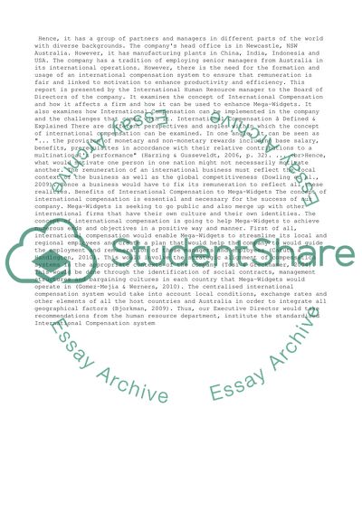 International Compensation for Mega-Widgets Company