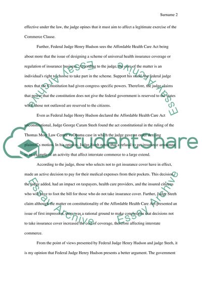 Debating on The Affordable Health Care Act