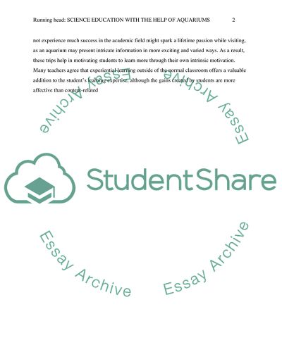 Experiential Learning in Aquariums