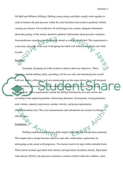 Drilling Oil Well Design