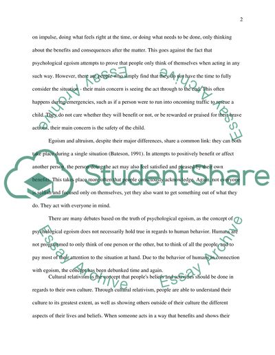 Psychological Egoism and Cultural Relativism