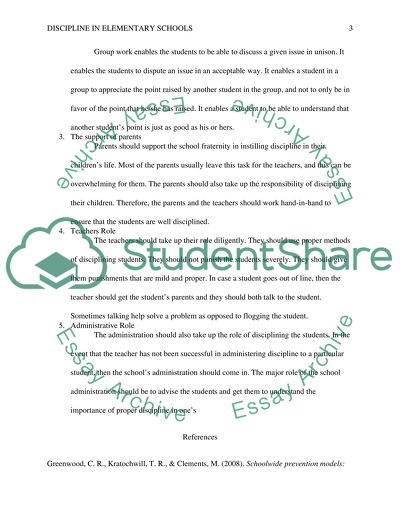 Discipline policy in elementary schools