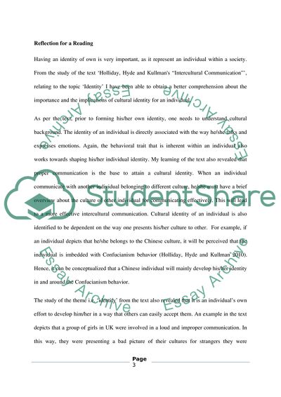 Reflection for a reading