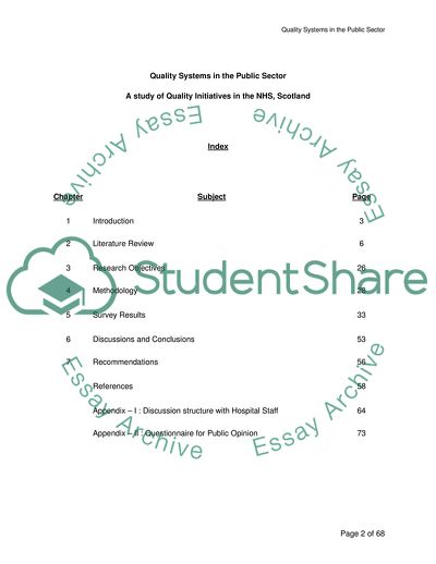 Quality Systems in the Public Sector: A Study of Quality Initiatives in the NHS, Scotland