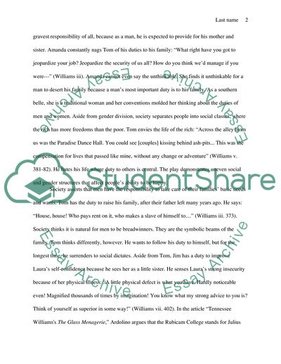 Duty to Family versus the Self: Dichotomies in The Glass Menagerie