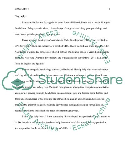 Editing a babysitting biography I wrote