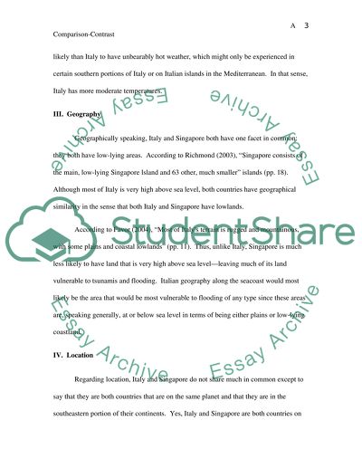 Comparison between the two countries Italy & Singpore