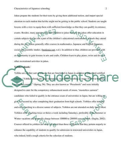 Characteristics of japanese schooling