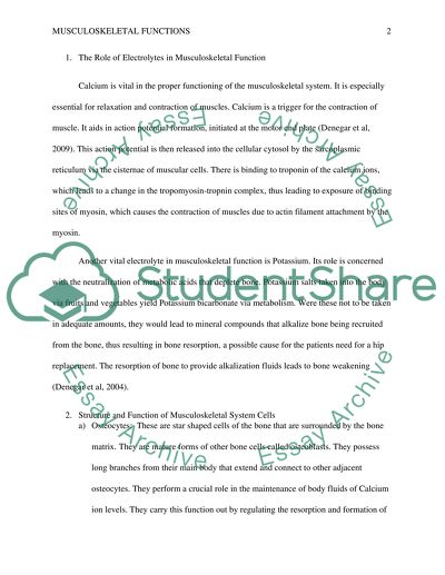 Electrolytes in Musculoskeletal Function