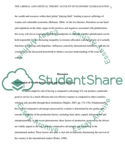 The liberal and critical theory account of economic globalization