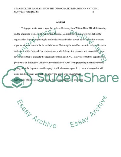 Stakeholder Analysis for the Democratic-Republican National Convention (DRNC)