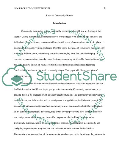Role of community nurse