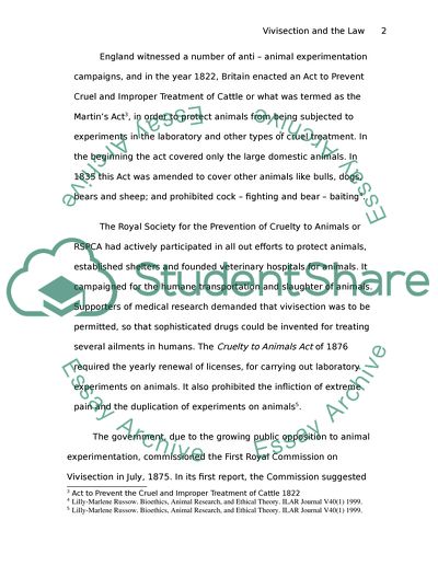 Legislation Regarding the Welfare and Treatment of Animals