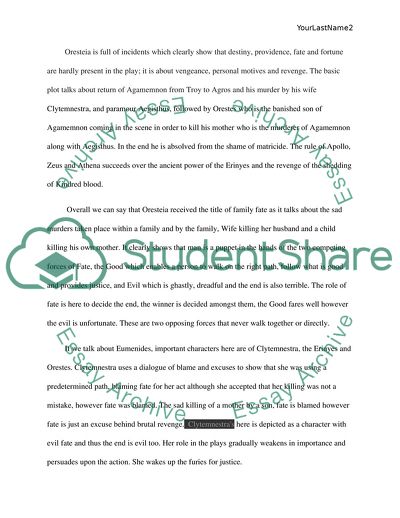 What Is the Role of Fate in the Oresteia