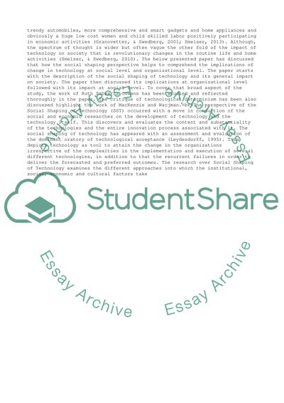 Social Shaping Perspective - Ruth Schwartz Cowans