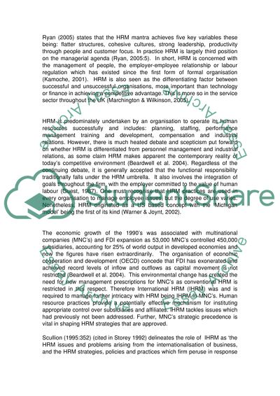 Domestic and international HRM policies and practices