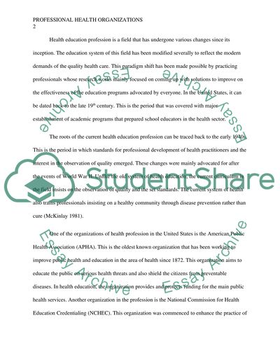 Professional Health Organizations