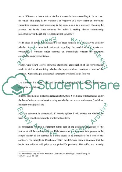 Contract Law: Case of Oscar Chess v Williams