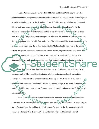 Impact of Sociological Theories