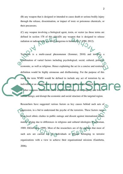 Past Terrorist Use of Weapons of Mass Destruction
