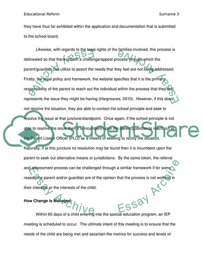 Analysis of Current Educational Reform