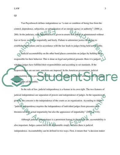 Judicial Independence And Accountability Assignment Example | Topics ...