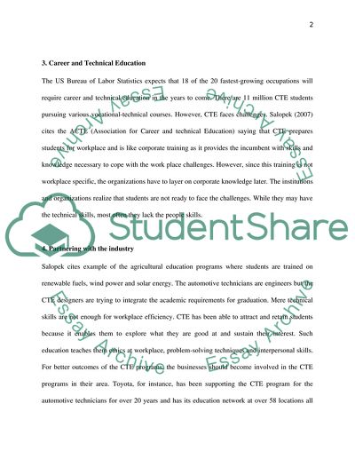 Career and Technical Education - Workplace Readiness of Students