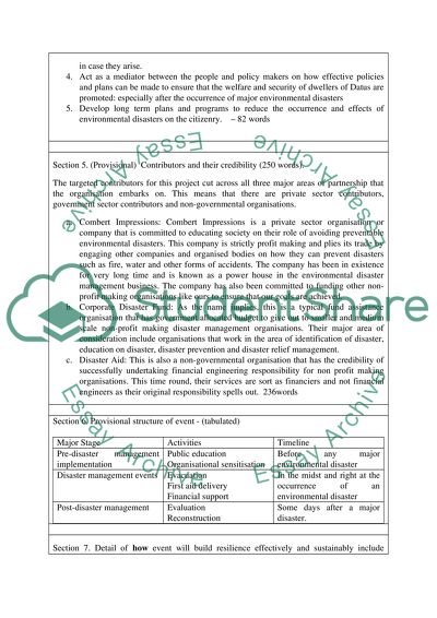 Proposal for Resilience Building Event