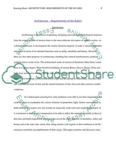 Architecture: Requirements of the Rulers