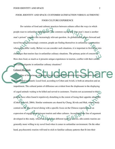 Food, Identity and Spaces