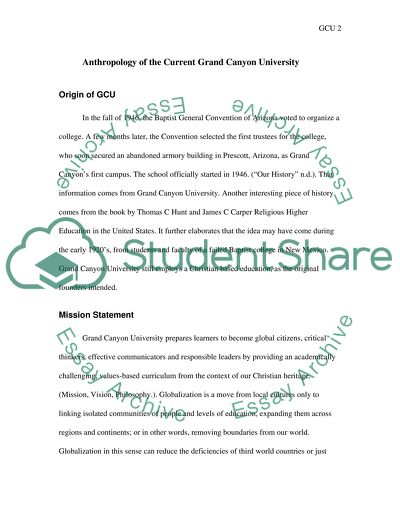 Anthropological Survey of Grand Canyon University