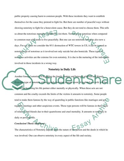 Discuss the characteristics of notoriety