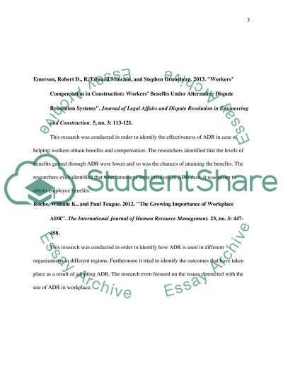 Effectiveness of Alternative Dispute Resolution (ADR) in the workplace