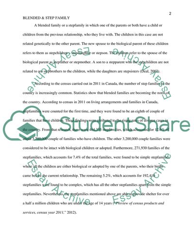 A Profile for Blended and Step Family in Canada