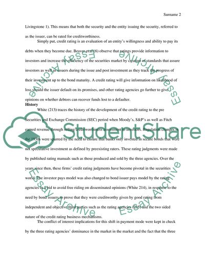 Standard and Poors, Moodys and Fitchs Rating Processes