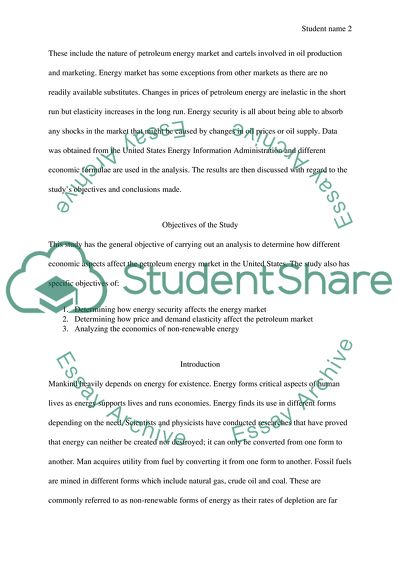 Economics of Petroleum Energy