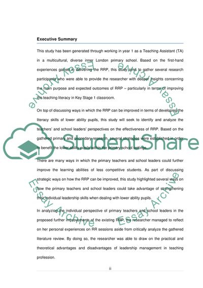 Teaching Assistant: Evaluating the Effectiveness of Reading Recovery Program