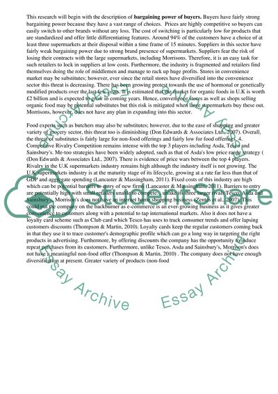 The five forces analysis for Morrisons