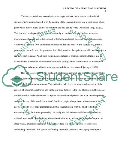 A Review of an Existing IR System