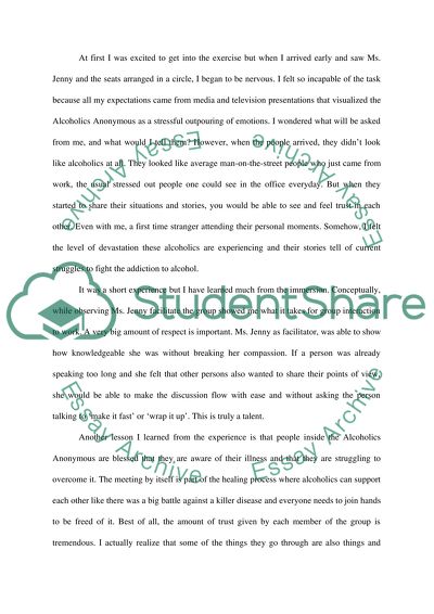 Alcoholics Anonymous Meeting Experience