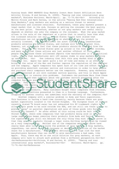 Analysis of Seeing Red Over International Gray Markets Article