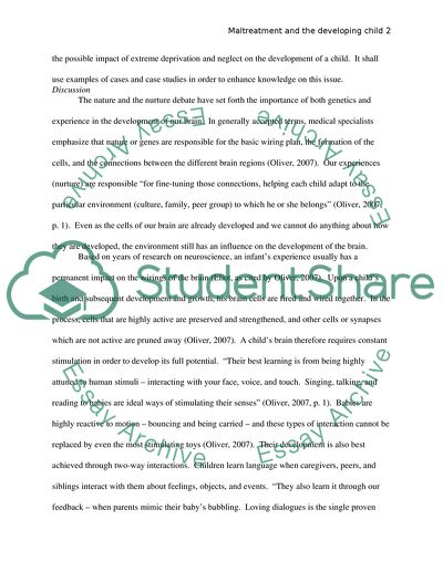 Maltreatment and the Developing Child