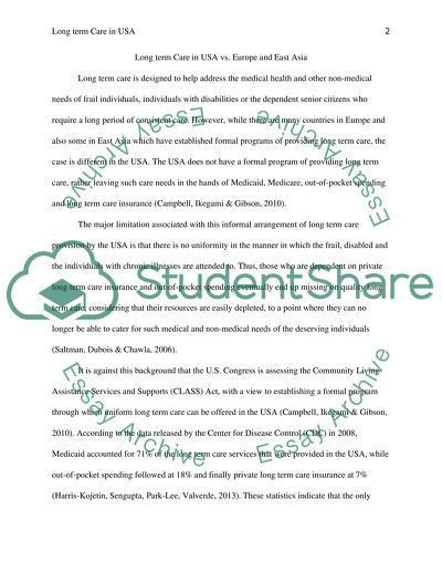 Long Term Care in USA vs Europe and East Asia