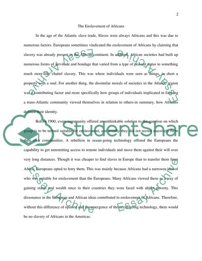 The Enslavement of Africans