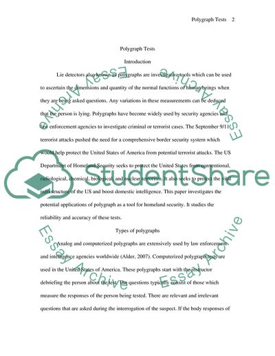 The Utility of Polygraph as it Relates to Homeland Security