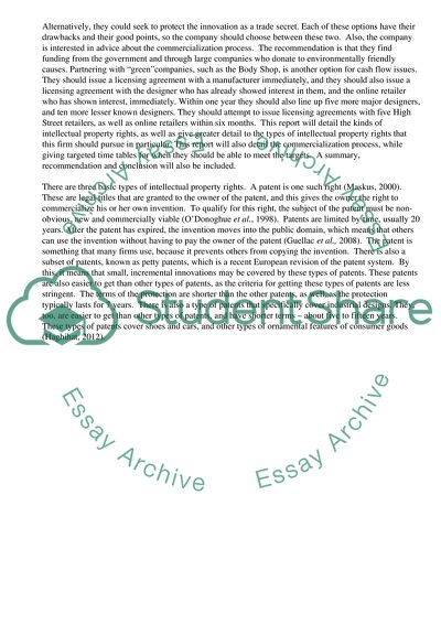 Environmentally Friendly Cloth: Intellectual Property Rights and the Commercialisation Process