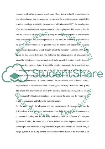 Empowerment in Health Promotion