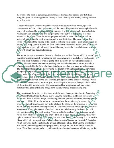 Psychological Criticism of the Book a Wizard of Earthsea by Ursula K Le Guin