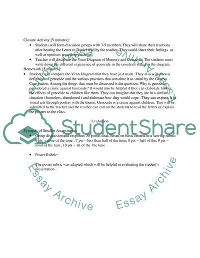 Lesson Planning on Genocide and Memory