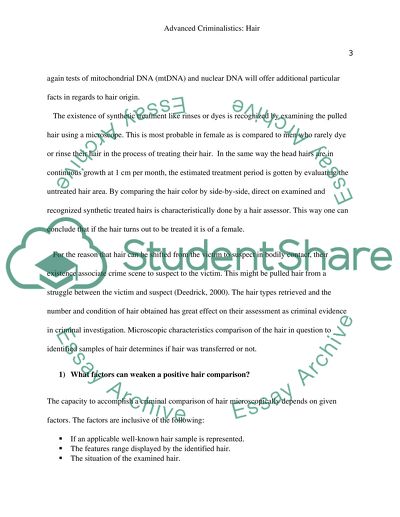 Advanced Criminalistics: Hair